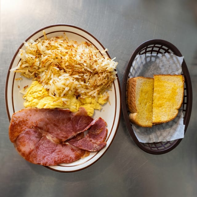 Two Eggs with Country Ham or Smoked Ham Platter.